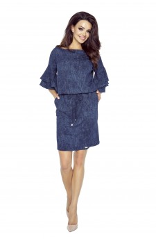 81-04 VIOLA beautiful dress with fashionable sleeves   (jeans navy blue)