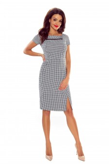 86-01elegant dress with mesh insertion (checked)