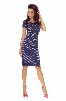 87-02 PAULA comfy everyday dress (NAVY IN PINK DOTS)